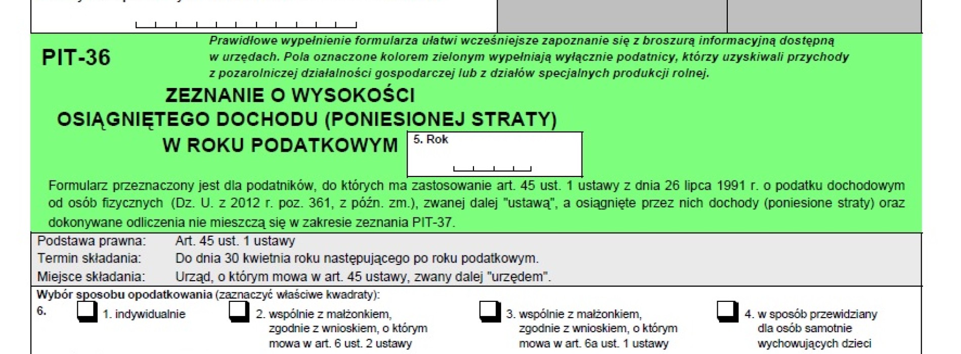 Formularz PIT-36 nie tylko dla przedsiębiorców